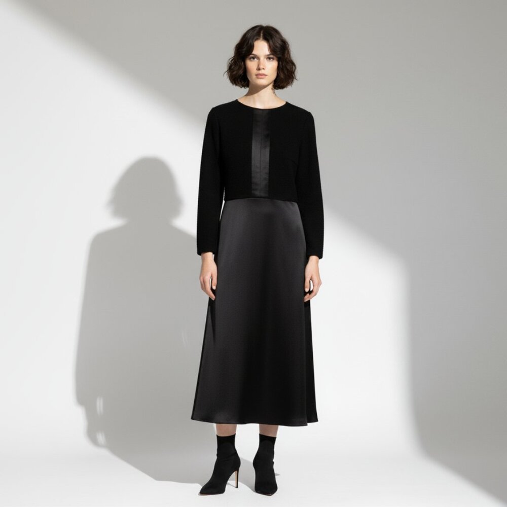 Women's Dress Pamela Milano Black with Ruffle Size 6/44 NWT